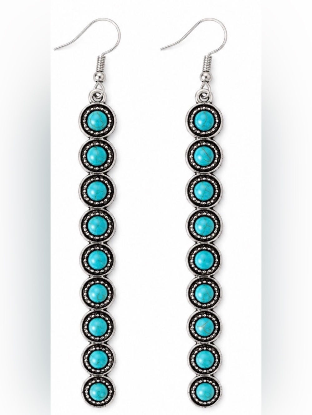 Squash Blossom Earrings - Turquoise Silver